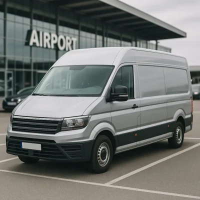 Large van parked at Arlanda Airport XXL parking area for vehicles over 5.5 meters